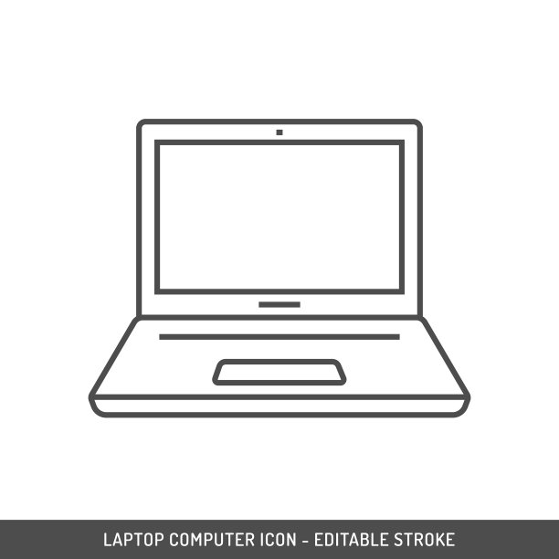 笔记本电脑图标可编辑笔画。图片下载