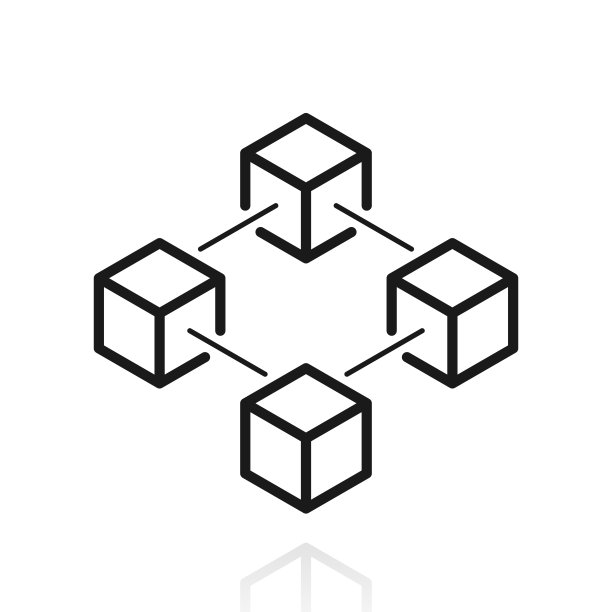 区块链。白色背景上反射的图标图片下载