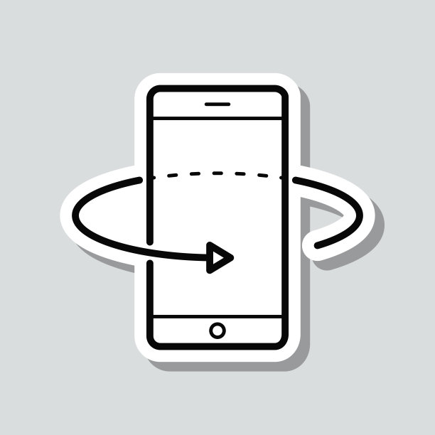智能手机360度旋转。图标贴纸在灰色背景图片下载