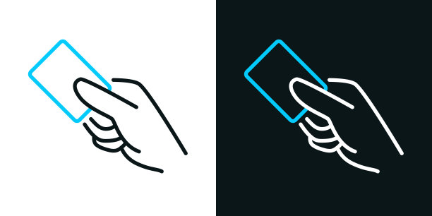 非接触式支付。黑色或白色背景上的双色线图标-可编辑的笔画图片下载