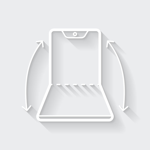 可折叠的智能手机。图标与空白背景上的长阴影-平面设计图片下载