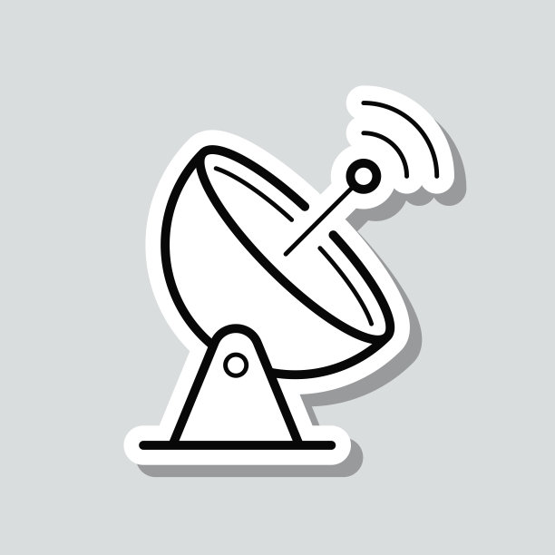 卫星天线。图标贴纸在灰色背景图片下载