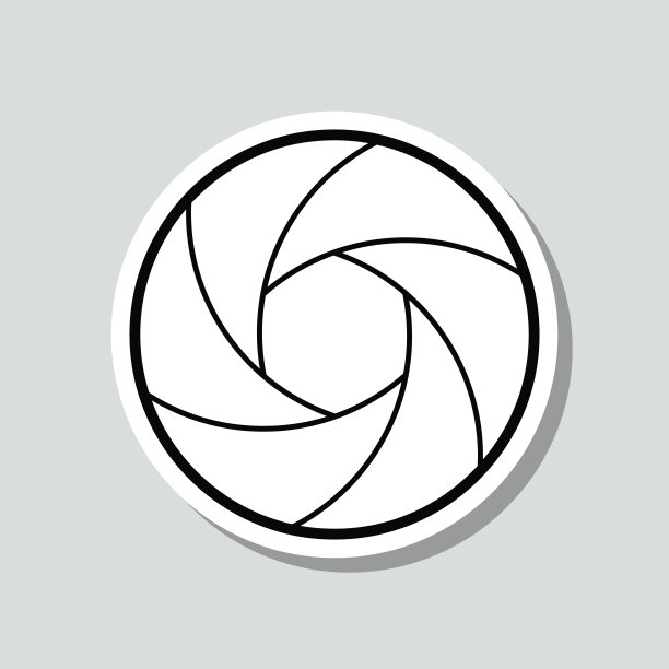 相机快门。图标贴纸在灰色背景图片下载