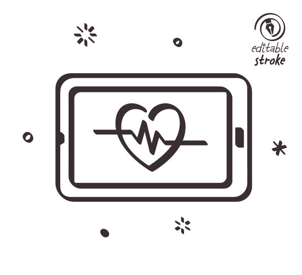 医疗保健应用程序的俏皮线条插图图片下载