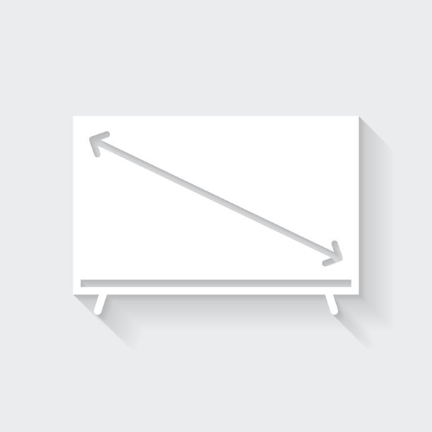 电视屏幕大小。图标与空白背景上的长阴影-平面设计图片下载