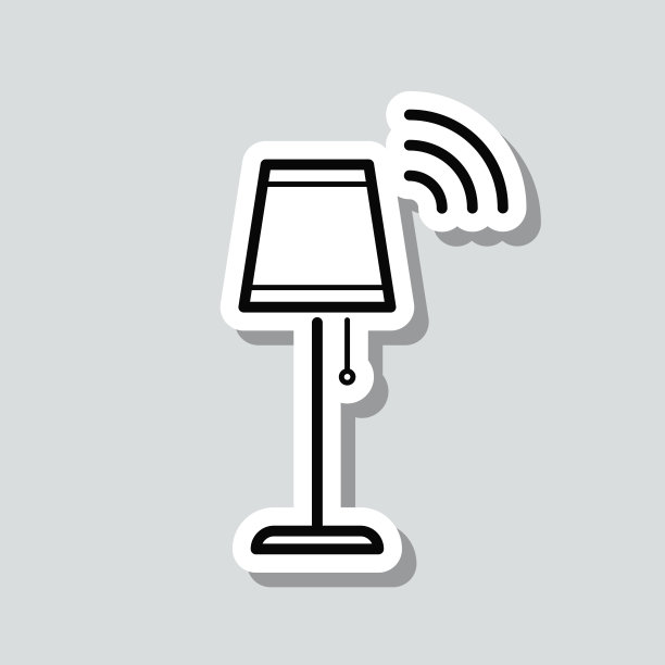 聪明的落地灯。图标贴纸在灰色背景图片下载