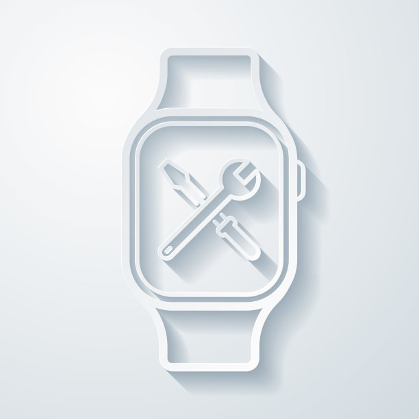 智能手表设置-工具。空白背景上剪纸效果的图标图片下载