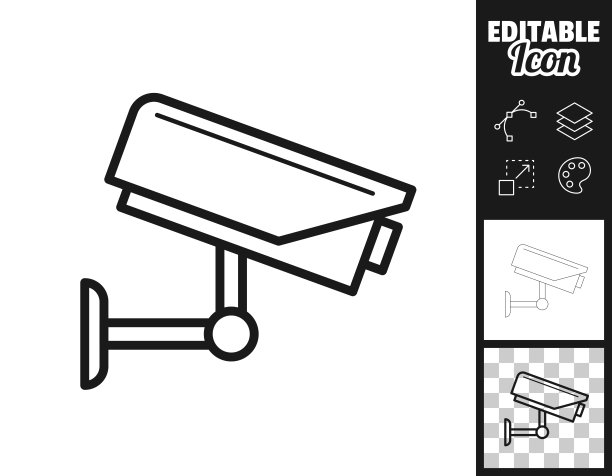闭路电视-安全摄像头。图标设计。容易编辑图片下载