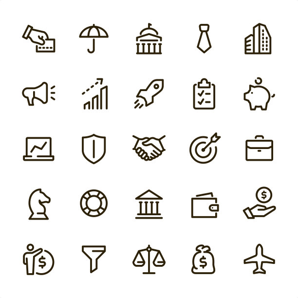 商业-像素完美的线条图标图片下载