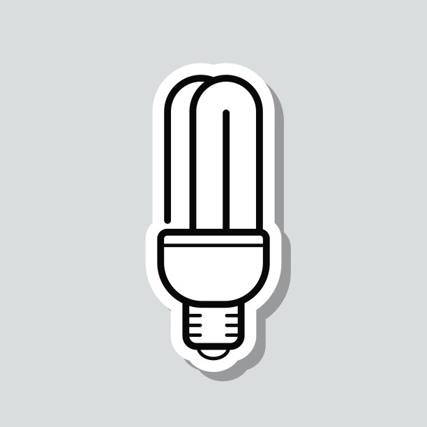 节能灯泡。图标贴纸在灰色背景图片下载