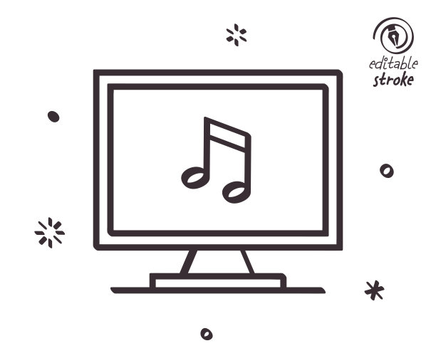 音乐制作有趣的线条插图图片下载