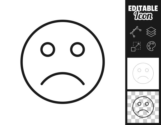 悲伤表情符号，设计图标，易于编辑图片下载
