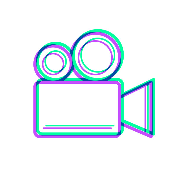 电影摄影机。图标与两种颜色叠加在白色背景上图片下载