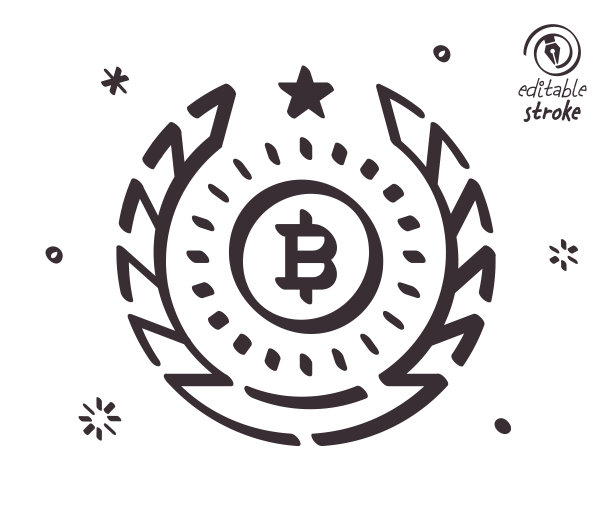 比特币标准的俏皮线条插画图片下载