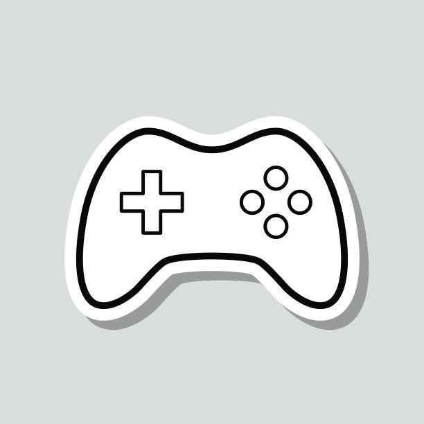 游戏控制器。图标贴纸在灰色背景图片下载