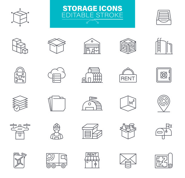 存储图标可编辑的描边图片下载