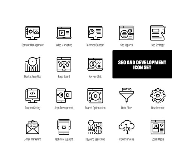Seo和开发线图标图片下载