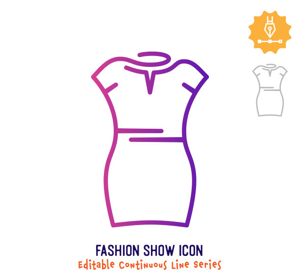 时装秀连续线可编辑笔画线图片下载