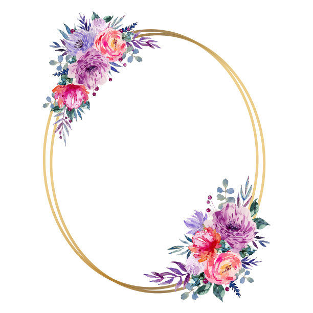 美丽的圆形婚礼相框金色照片图片下载