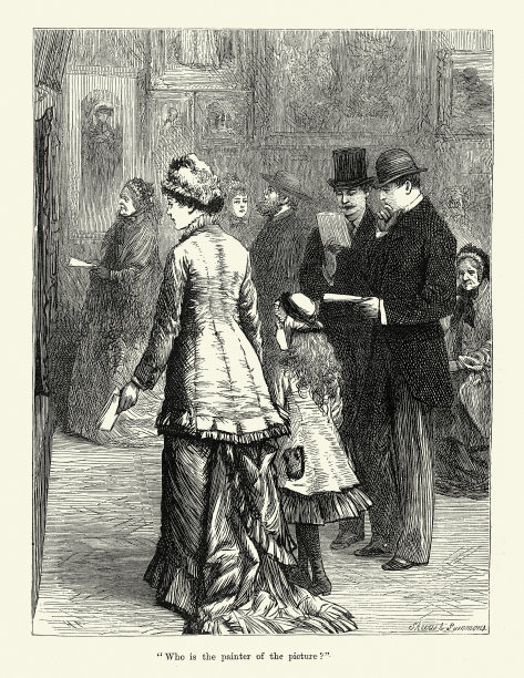 人们参观博物馆，艺术画廊，母亲和女儿，十九世纪，十九世纪，十九世纪七十年代图片下载