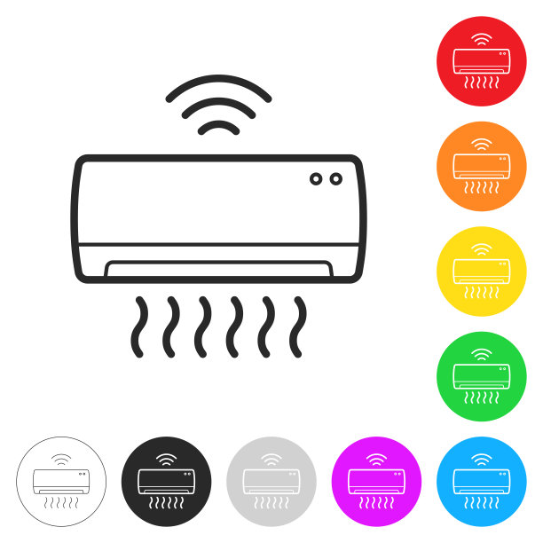 智能空调。彩色按钮上的图标图片下载