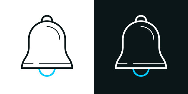 钟。黑色或白色背景上的双色线条图标-可编辑笔触图片下载