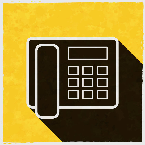 电话。图标与长阴影的纹理黄色背景图片下载