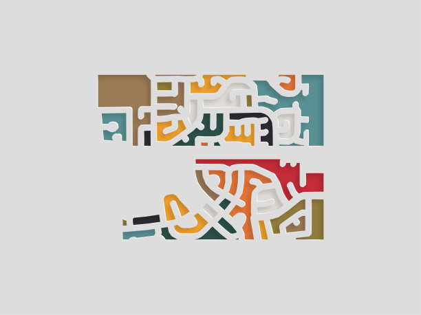 抽象色彩剪纸风格曲线条纹纹理图案装饰背景图片下载