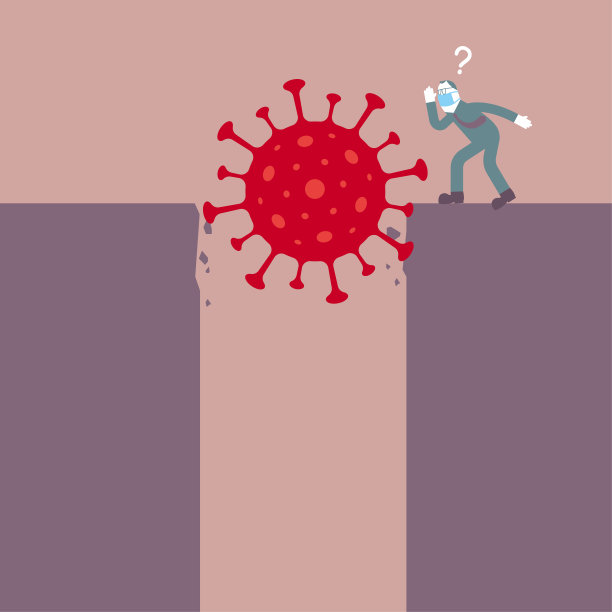 COVID-19在陷阱的边缘，一名男子弯腰学习。图片下载