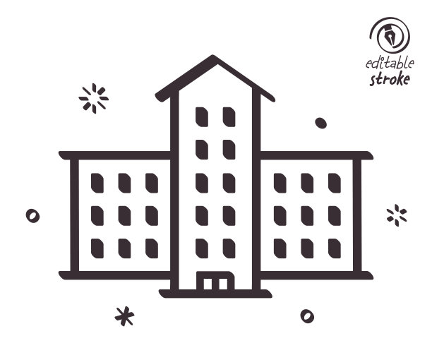 寄宿学校的俏皮线条插图图片下载