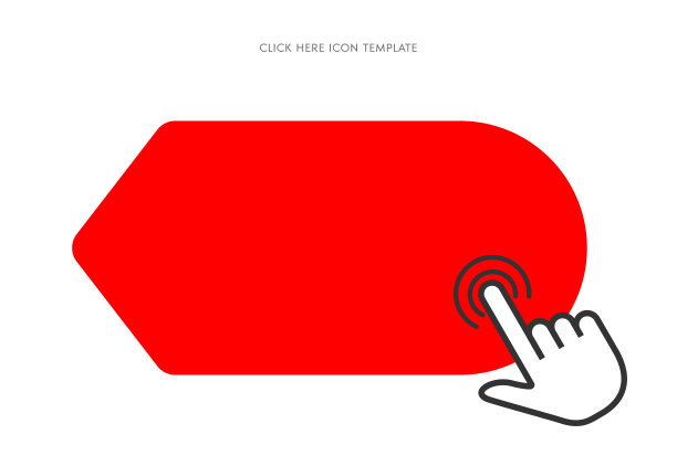 点击这里图标。指针点击矢量插图孤立的背景。网页按钮招牌的经营理念。矢量股票图图片下载