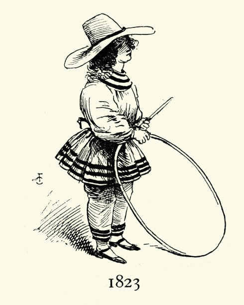 儿童时尚史，法国19世纪初，箍和棍，宽边帽图片下载