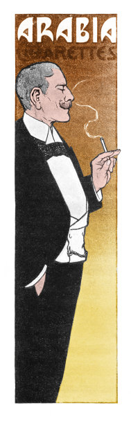 西装男吸烟新艺术插画图片下载