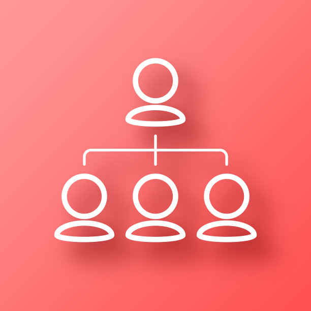 层次结构。图标在红色背景与阴影图片下载