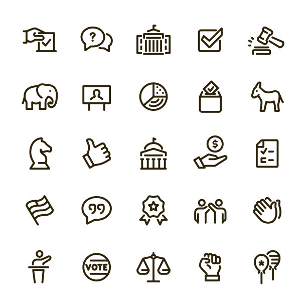 美国政治像素完美线条图标图片下载