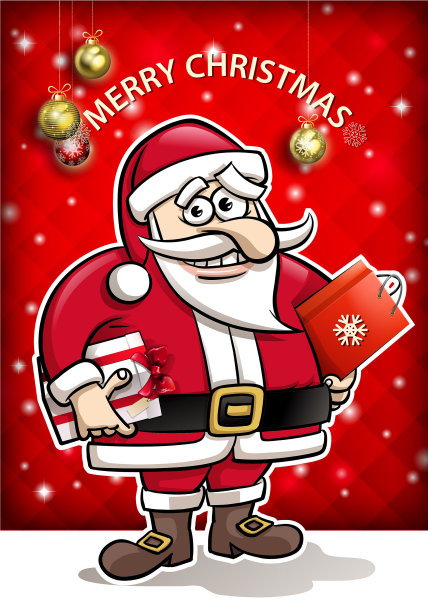 圣诞老人的礼物卡通卡图片下载