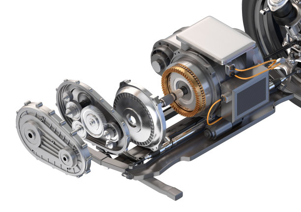安装在底盘上的电动汽车发动机的爆炸视图图片下载