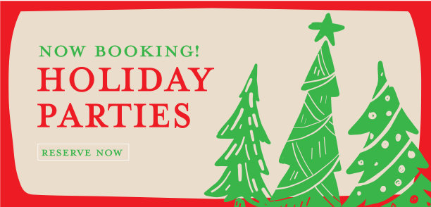 预定您的节日派对复古问候设计横幅与圣诞树图片下载