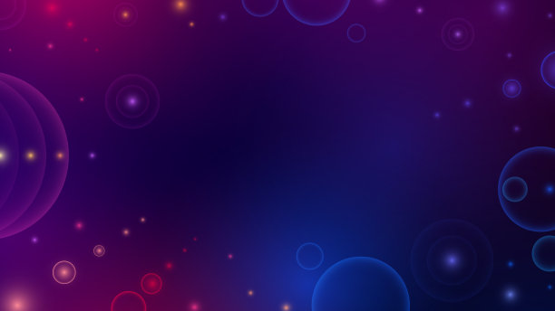 彩色超现实背景-发光的圆圈和点。图片下载