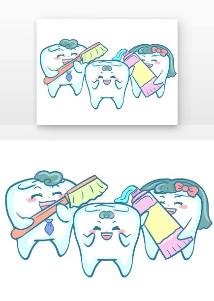 手绘刷牙牙齿一家人图片下载