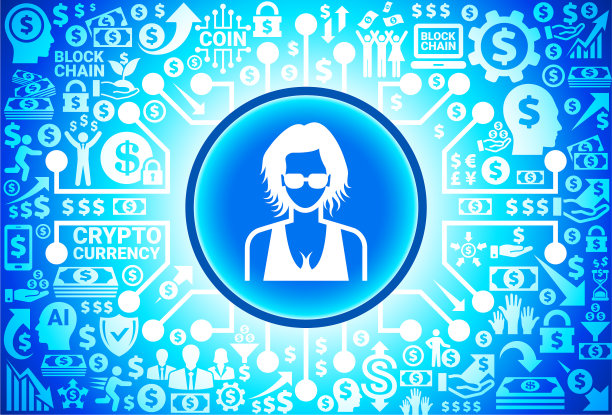 货币和加密货币背景上的女人脸图标图片下载
