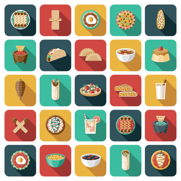 墨西哥食物图标套装图片下载