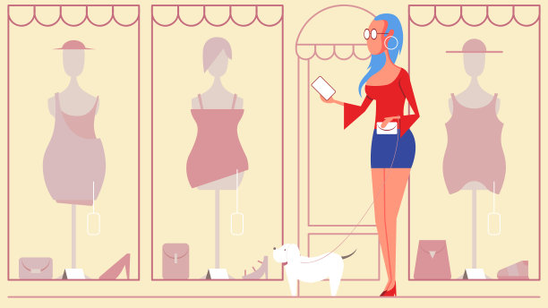 年轻漂亮的女人在城里用手机购物图片下载