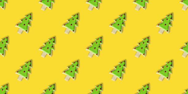 圣诞树:圣诞饼干重复图案背景墙纸图片下载