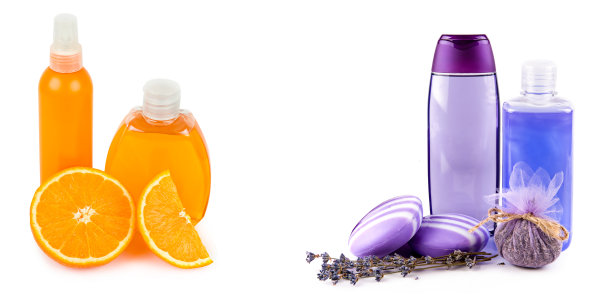 用于晒黑的乳液、洗发香波和油被隔离在白色背景上。文本的自由空间。宽的照片。拼贴画。图片下载