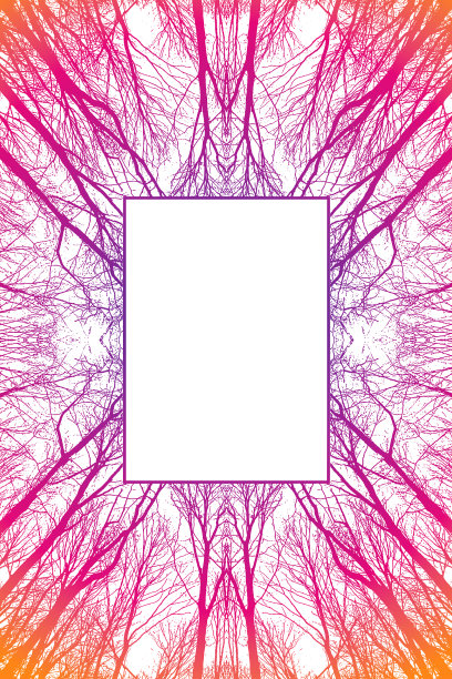 对称的树木背景与框架图片下载