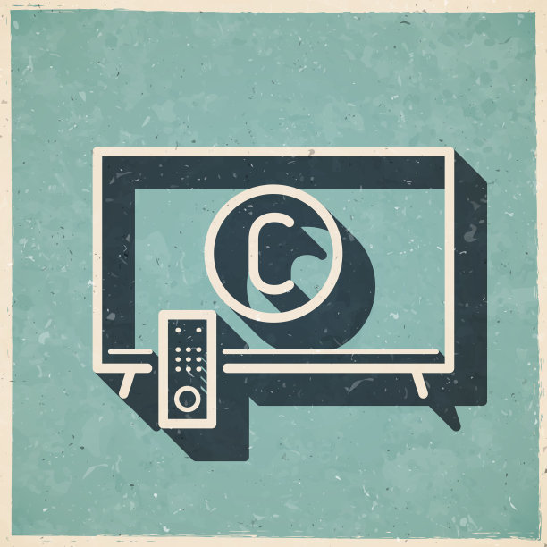 带有版权标志的电视。图标复古复古风格-旧纹理纸图片下载