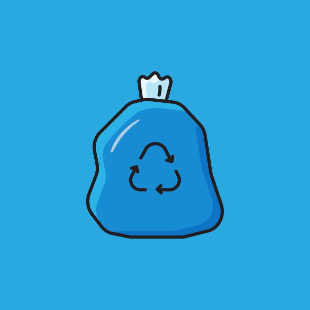 平面线条设计风格的生活垃圾图标，轮廓符号矢量插图图片下载