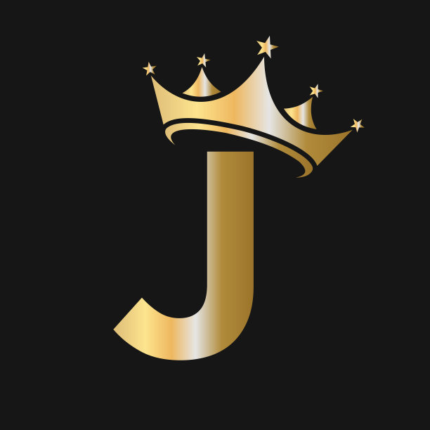 字母J皇冠标志。皇冠标志上的字母J向量模板美丽，时尚，明星，优雅，豪华的标志图片下载