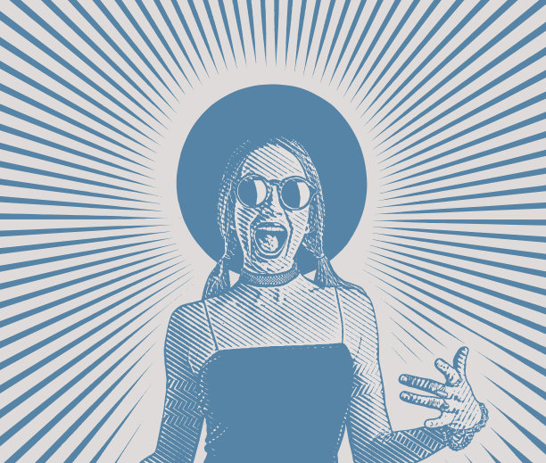 快乐的年轻女子笑着打手势图片下载